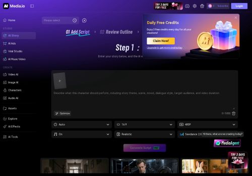 Script to Video Generator - Media.io - Text-to-video logo
