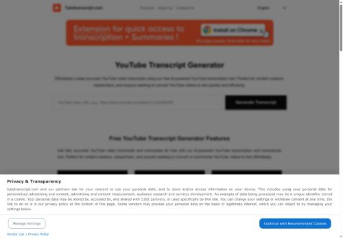 Tube Transcript - Transcriber
