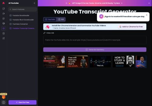 Arting.ai - YouTube Transcript-Generator - Transcriber
