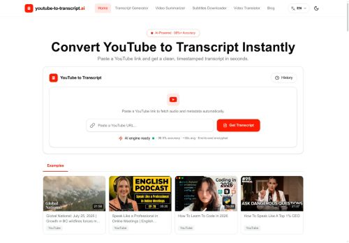 youtube-to-transcript.ai - Transcriber logo