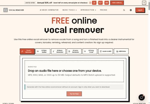 Onlinevocalremover.com - Audio editing
