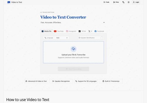 Video2text - Speech-to-text