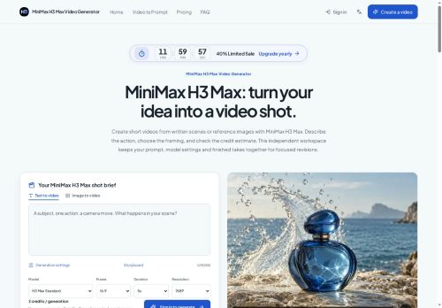 MiniMax H3 Max - Text-to-video