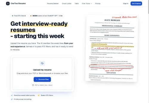 OneTwo Resume - Resume enhancement
